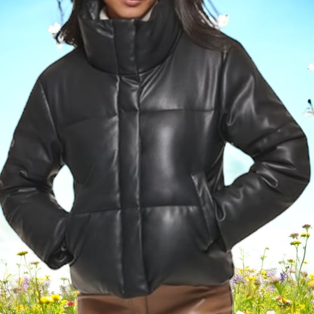Levi’s Womens’ Faux Leather Puffer Jacket Winter Chic